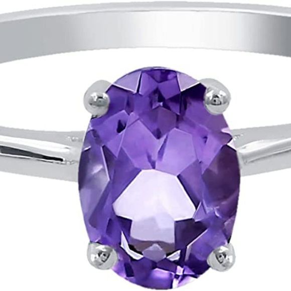 Natural Gemstone Rings For Women Sterling Silver, Solitaire Rings For Women - Picture 3 of 5